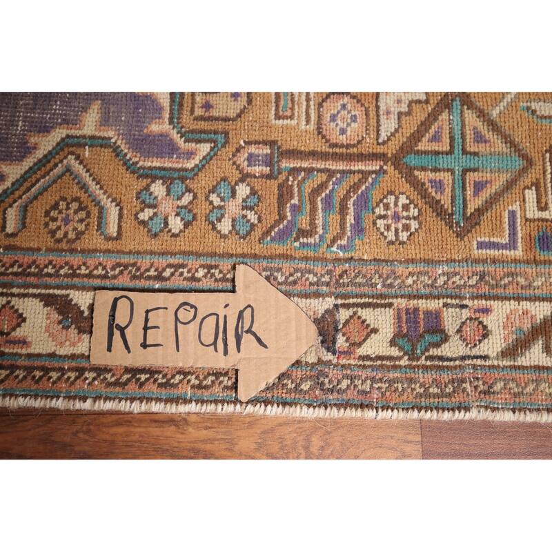 Distressed Purple Tabriz Persian Vintage Area Rug Handmade Wool Carpet - 6'0"x 9'2"