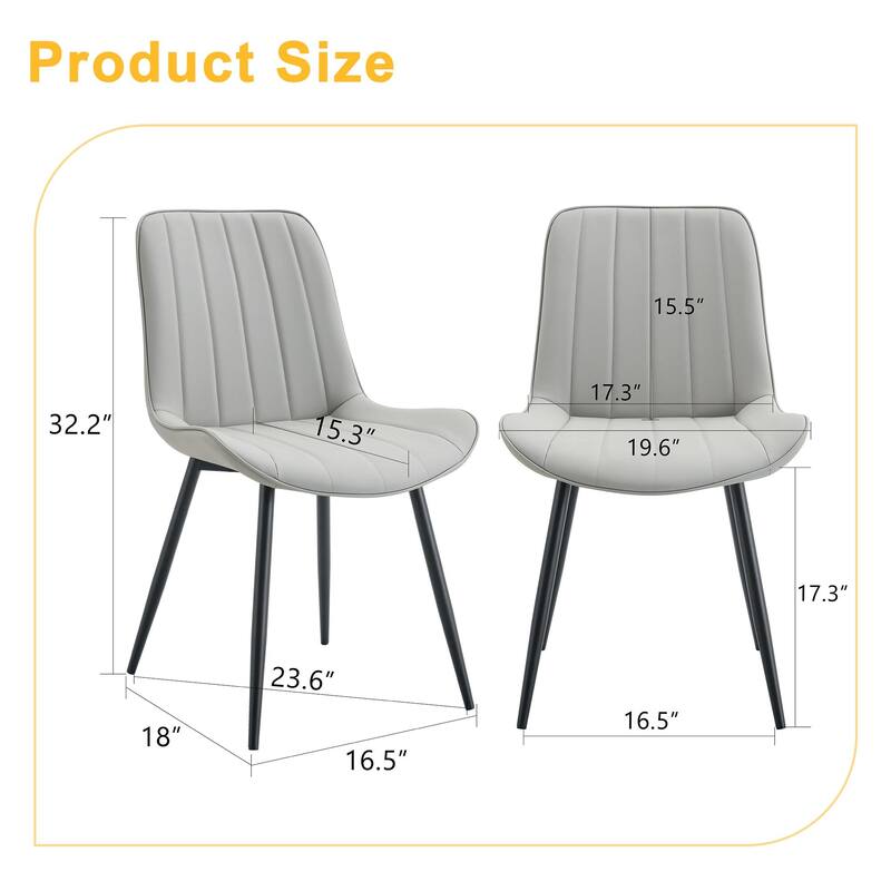 Dining Chair Set of 4, Vertical Striped Backrest Dining Chair with Metal Legs Leisure Chair for Dining Room kitchen