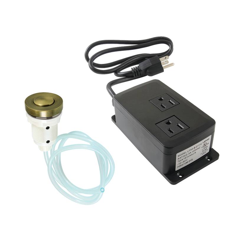 Gourmetier Dual Outlet Garbage Disposal Air Switch Kit - Antique Brass