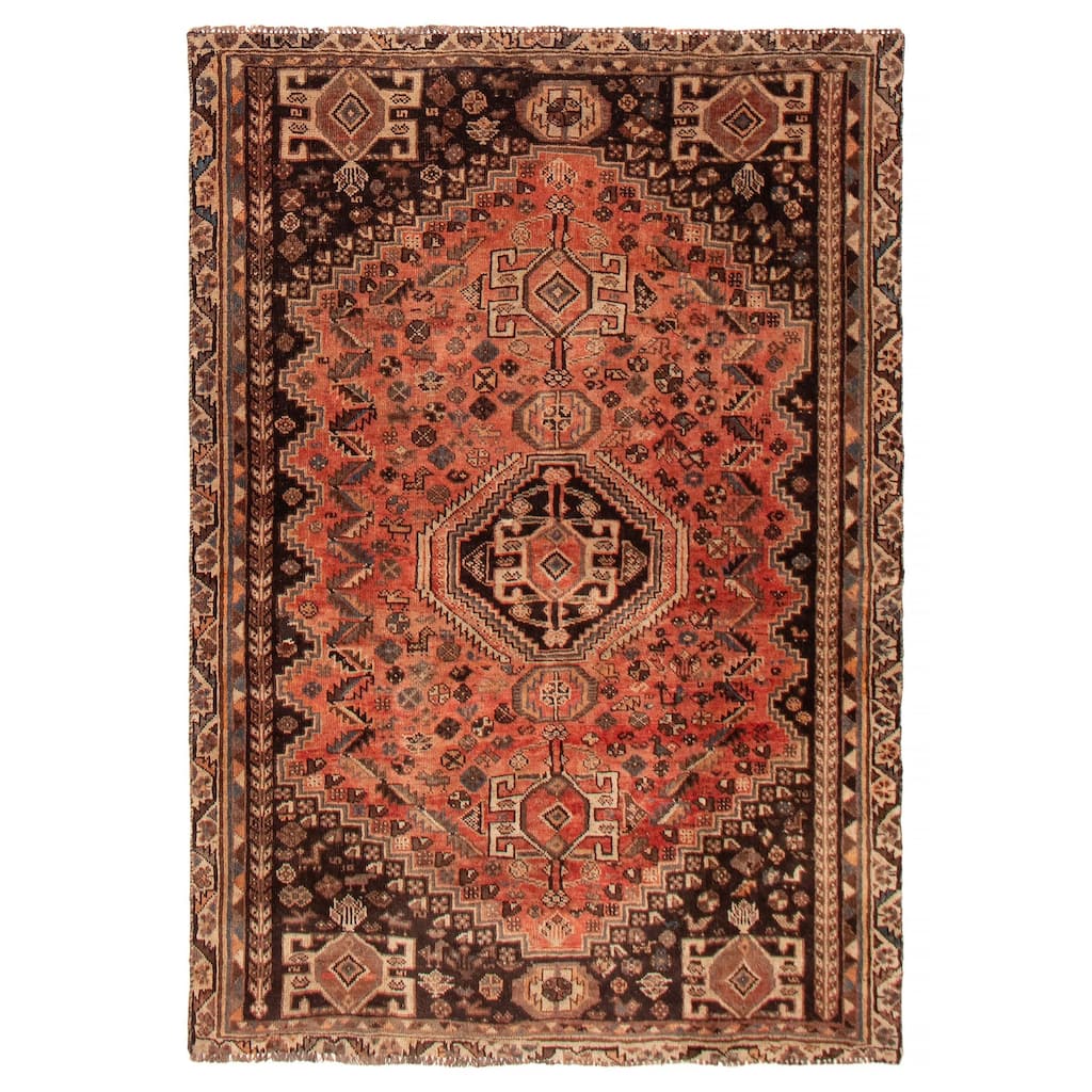 ECARPETGALLERY Hand-knotted Melis Vintage Red Wool Rug - 5'3 x 7'7