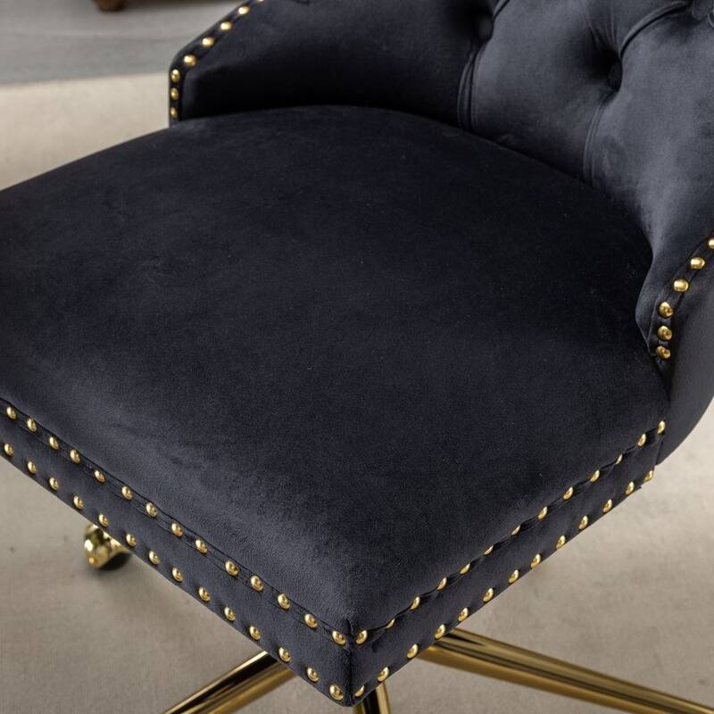 Office Chair with Wheels, Adjustable Height, Velvet Upholstered Tufted Button Computer Desk Chair Swivel