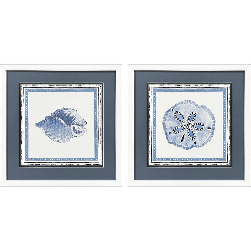 HomeRoots Set Of Two Seaside Blues I White Framed Wall Art