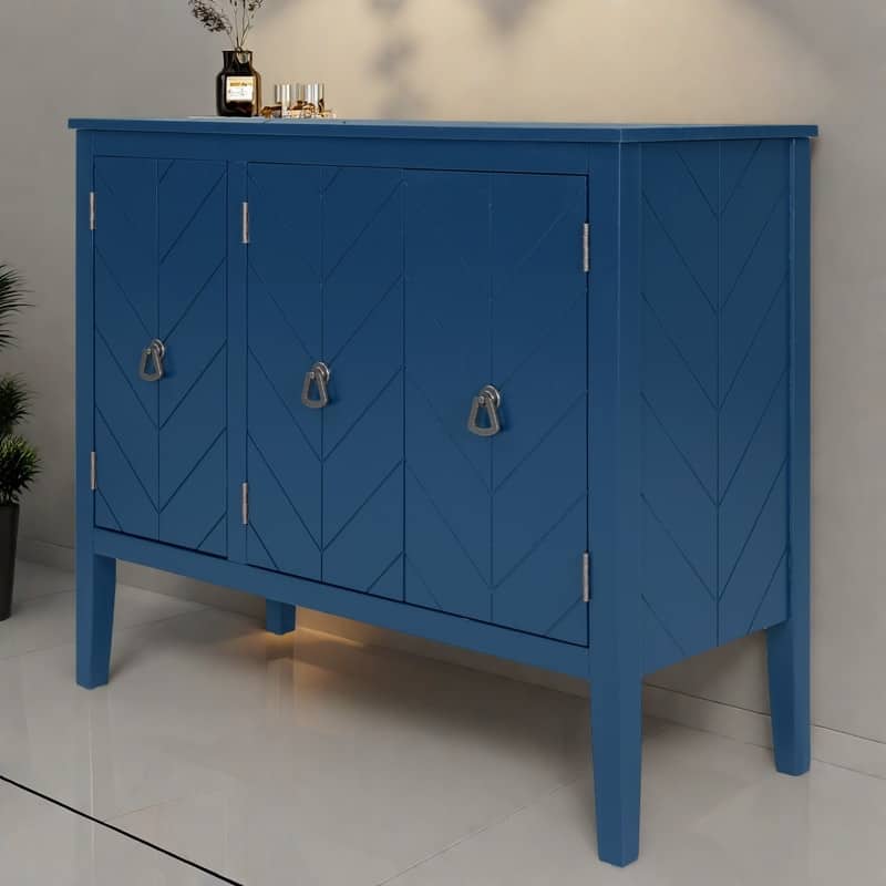 37" MDF Rustic with Adjustable Shelves - Solid Pine Legs & Metal Handles