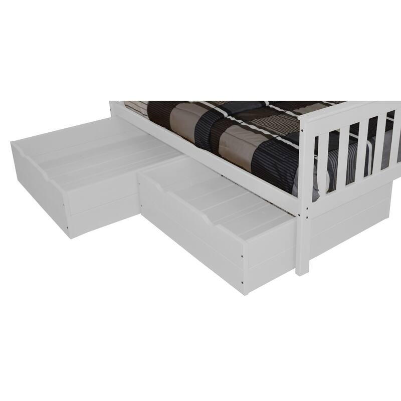 Pine 2 Piece Full Drawers - White