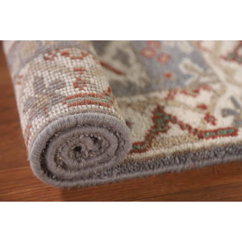 Transitional Oushak Style Area Rug Handmade Wool Carpet - 2'0"x 3'0"