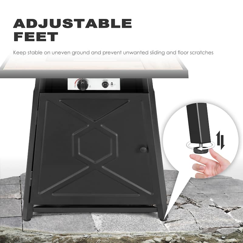 Outdoor 28 Inch 50,000 BTU Propane Gas Fire Pit Table with Cover - 28 inches