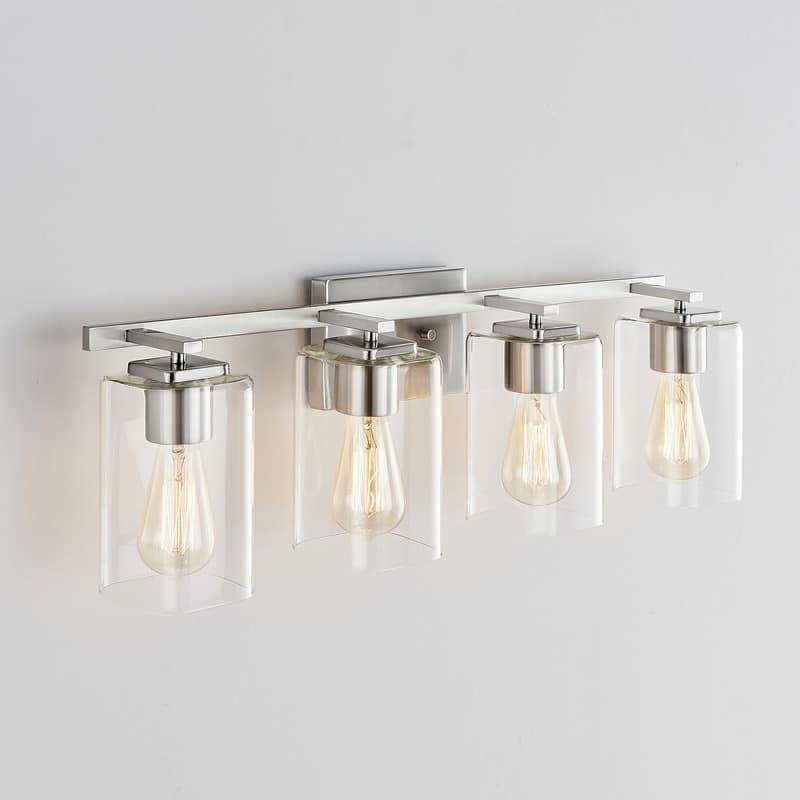 KAWOTI 29.1in 4-light Square Glass Shades Bathroom Vanity Light