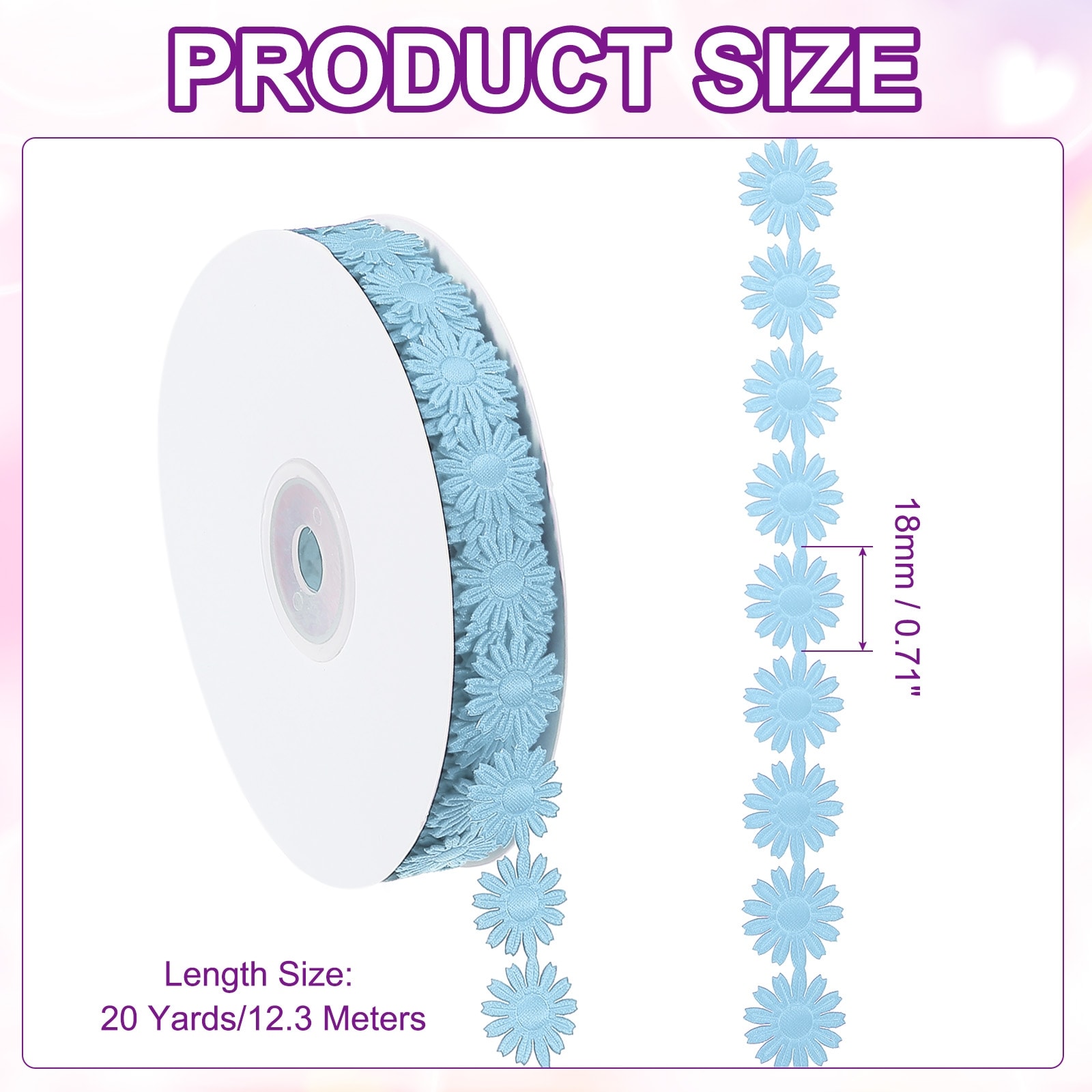 Daisy Flower Lace Trim, Lace Trim Knitting Embroidered Ribbon for DIY Crafts Sewing Hair Band - 1.8CM x 20Yard