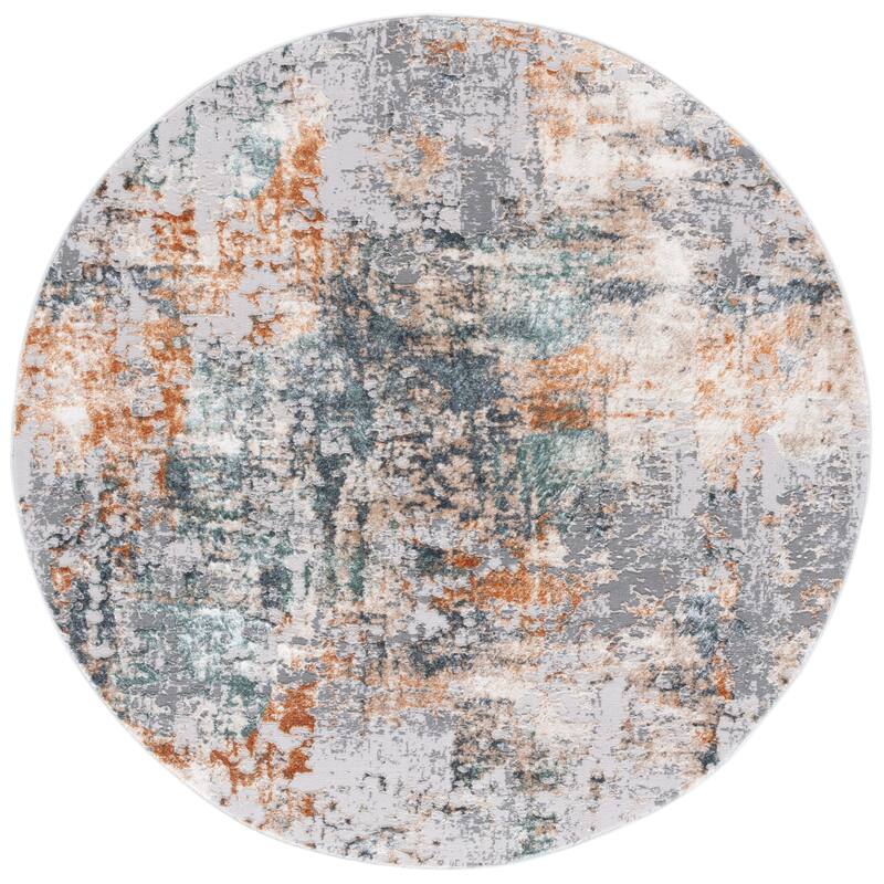 SAFAVIEH Alenia Hilkka Modern & Contemporary Rug - 6'7" Round - Grey/Beige