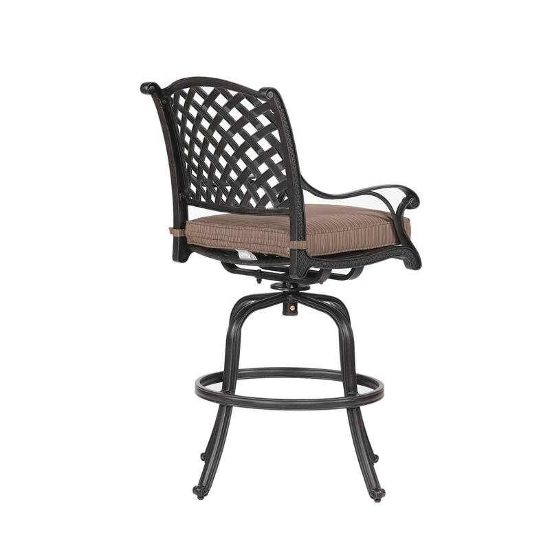 Cast Aluminum Counter Stool With Cushion, Set of 2
