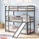 preview thumbnail 1 of 7, Twin over Twin Unique Adjustable Triple Bunk Bed with Slide and Ladder Grey