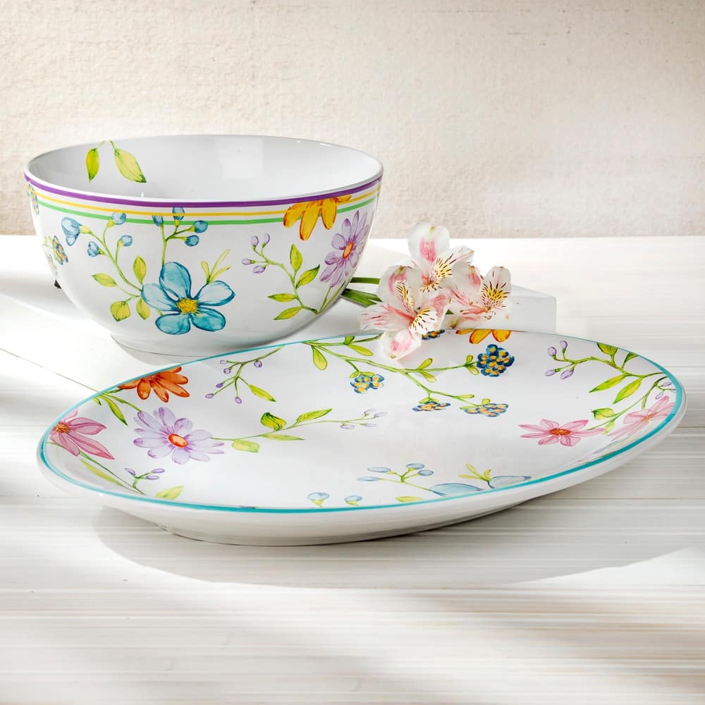 Euro Ceramica Charlotte 2 Piece Oval Platter and Serving Bowl Set