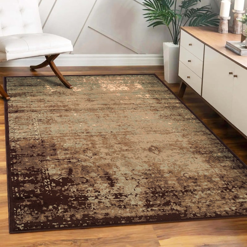 Superior Acid Wash Modern Gradient Indoor Area Rug or Runner - 4' x 6' - Slate