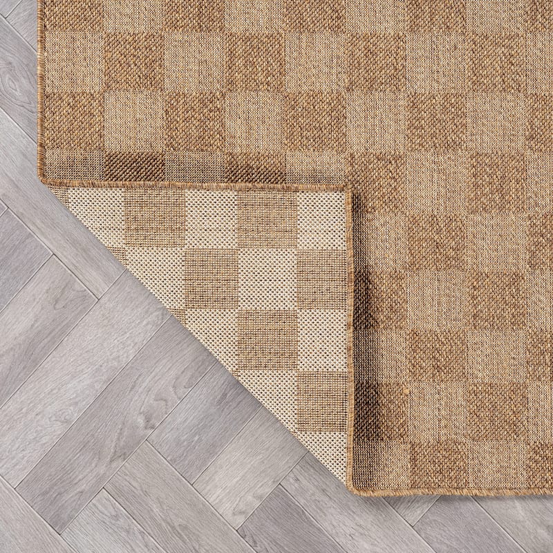 World Rug Gallery Checkered Indoor/Outdoor Flat Woven Area Rug