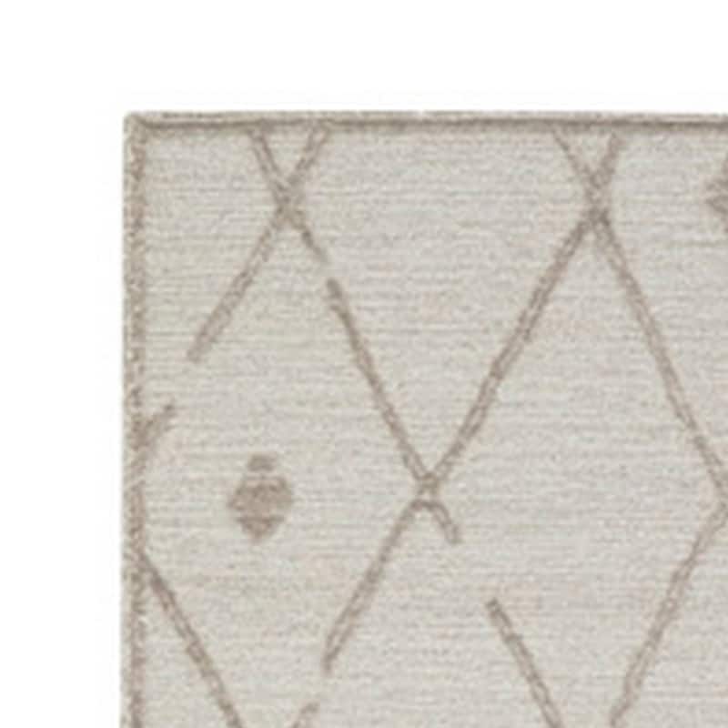 Hima 8 x 10 Area Rug, Geometric Pattern, Hand Tufted Gray Wool Cotton Back - 8 x 10