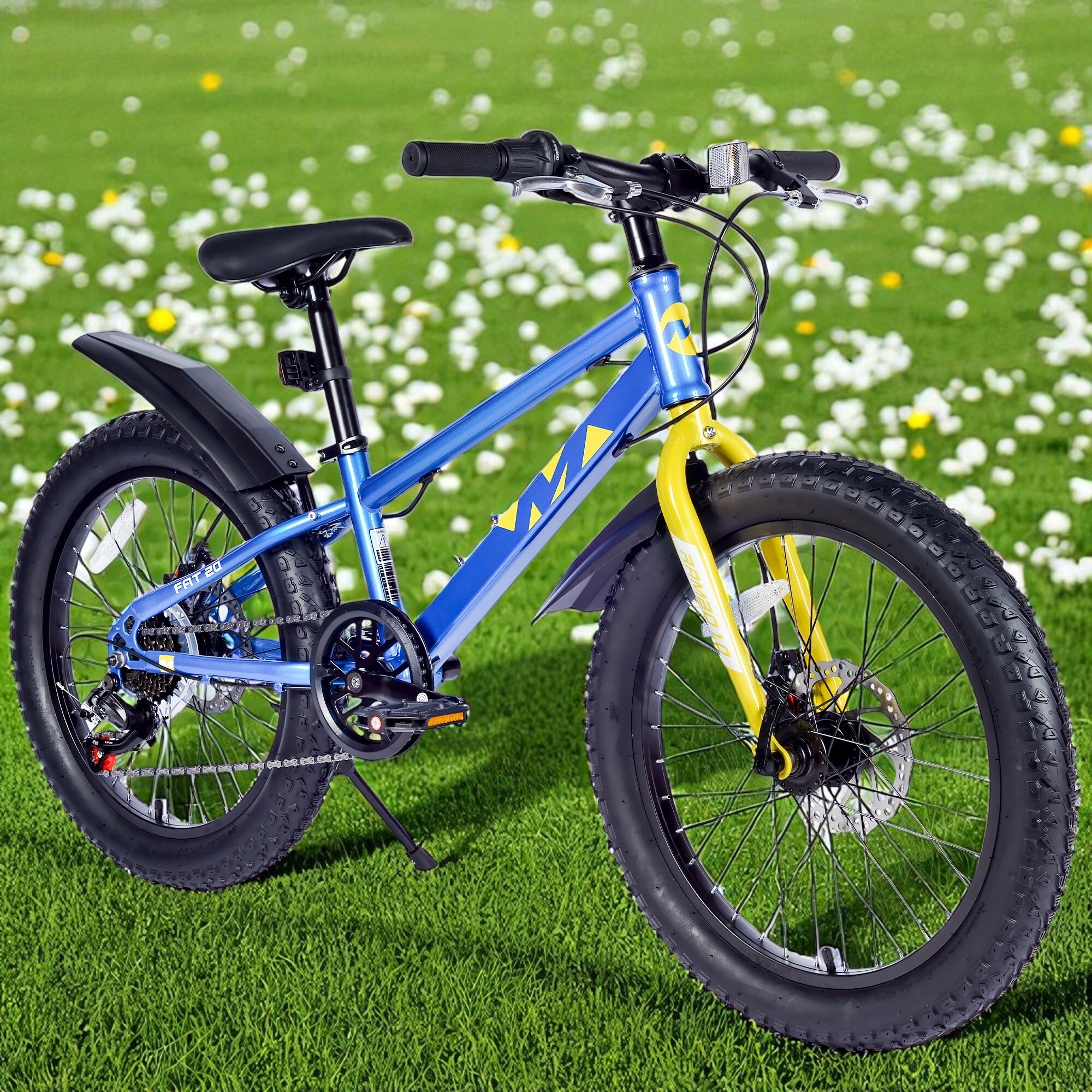 20 Inch Kids Fat Tire Mountain Bike, Boys & Girls 7-Speed Shimano