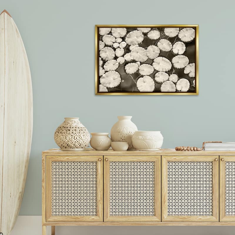 Stupell White Floating Lily Pads Framed Floater Canvas Wall Art Design By Lori Deiter