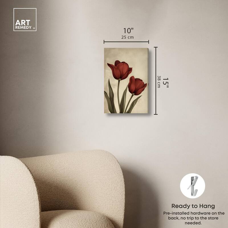 Deep Red Tulips Canvas by Art Remedy, Gallery Wrapped