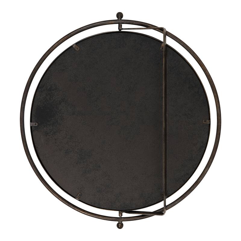 Kate and Laurel Baron Rustic Pivot Mirror, 21" Diameter, Raw Iron
