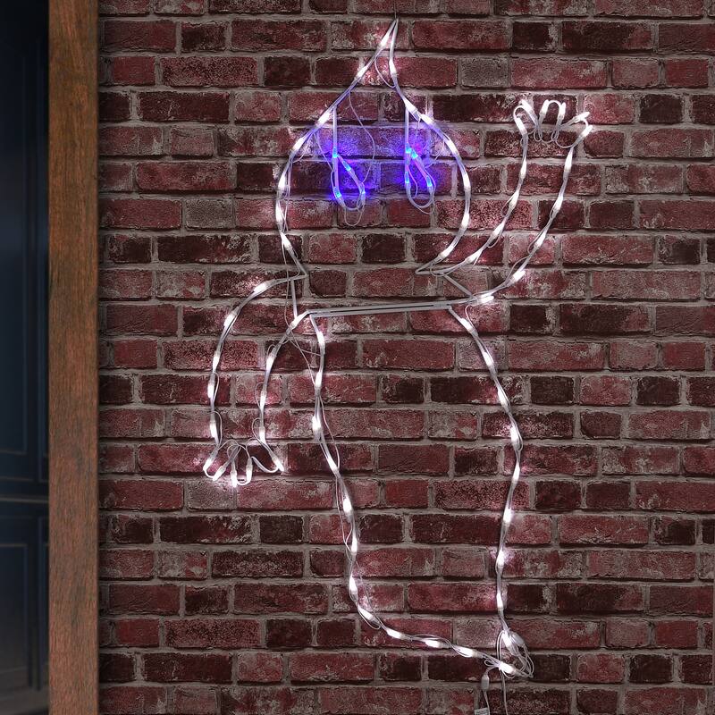 National Tree Company Halloween Lighted Sign Decoration, White, Waving Ghost, LED Lights, Plug In, 51 Inches