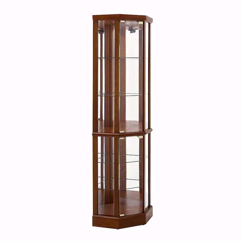 6-Shelf Lighted Corner Curio Cabinet