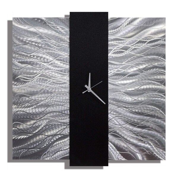 Statements2000 Black / Silver 24-inch Metal Hanging Wall Clock - Elegant Mechanism