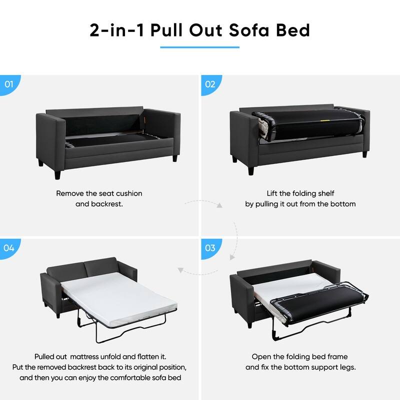 Mixoy 2-in-1 Pull Out Sofa Bed with Mattress,Modern Convertible Sleeper Sofa Futon Couches