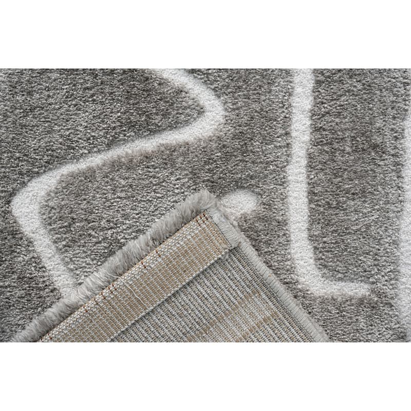 Nina Callie Gray and Ivory Recycled Polyester Area Rug - 6' x 9'