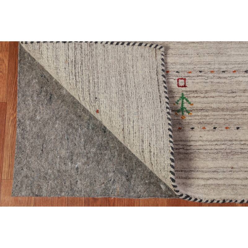 Hand Knotted Oriental 100% Wool Carpet Tribal Animal Pictorial Beige & Ivories Gabbeh Area Rug - 8' 10'' X 6' 3''