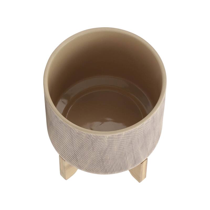 5/8" Mesh Planter with Wood Stand,Set of 2