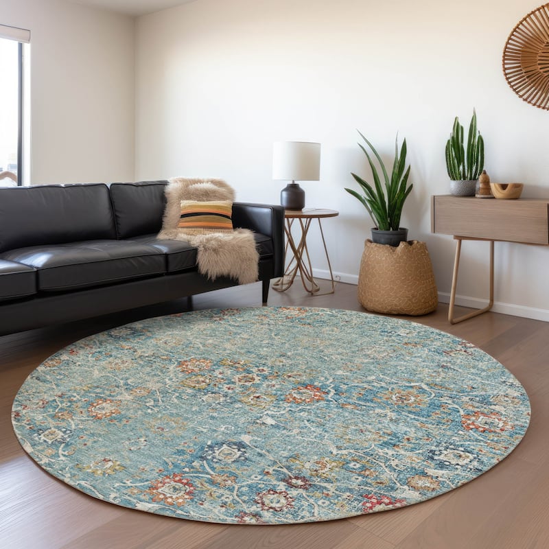 Premium Washable Super Soft Vintage Traditional Mayfield Rug - Multi - 8' x 8' - Round