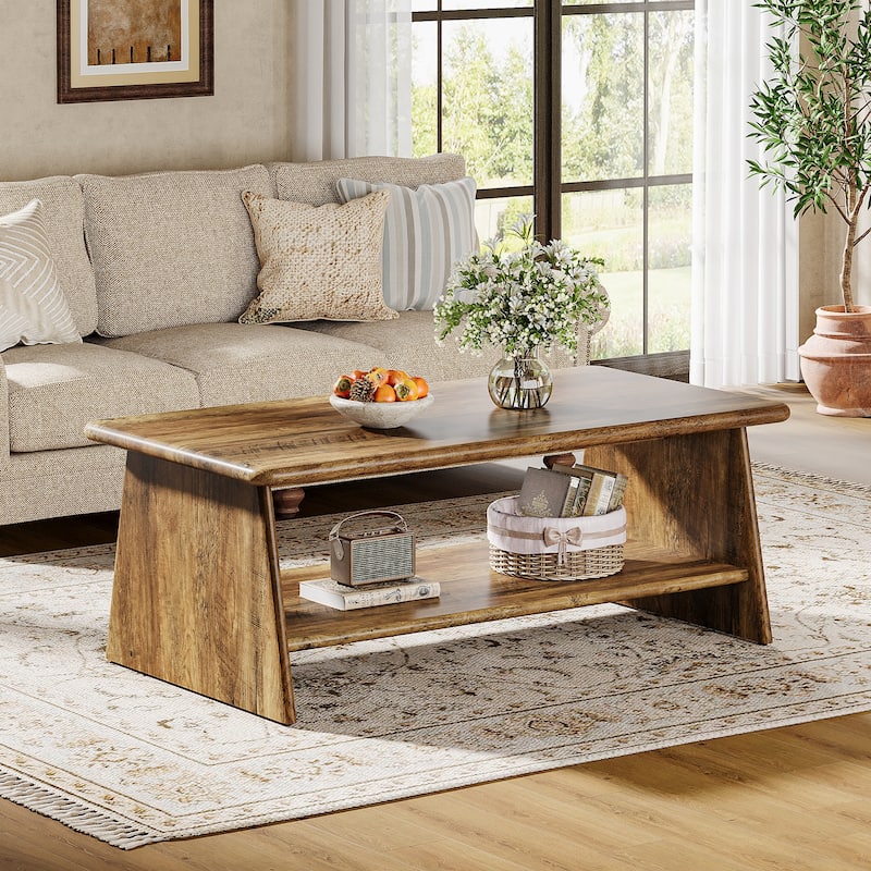 47.2-Inch Rectangle Wooden Coffee Table for Living Room