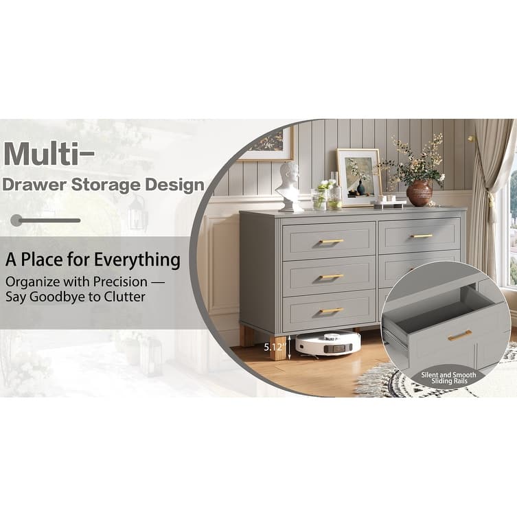6-Drawer Double Dresser Modern Storage Cabinet