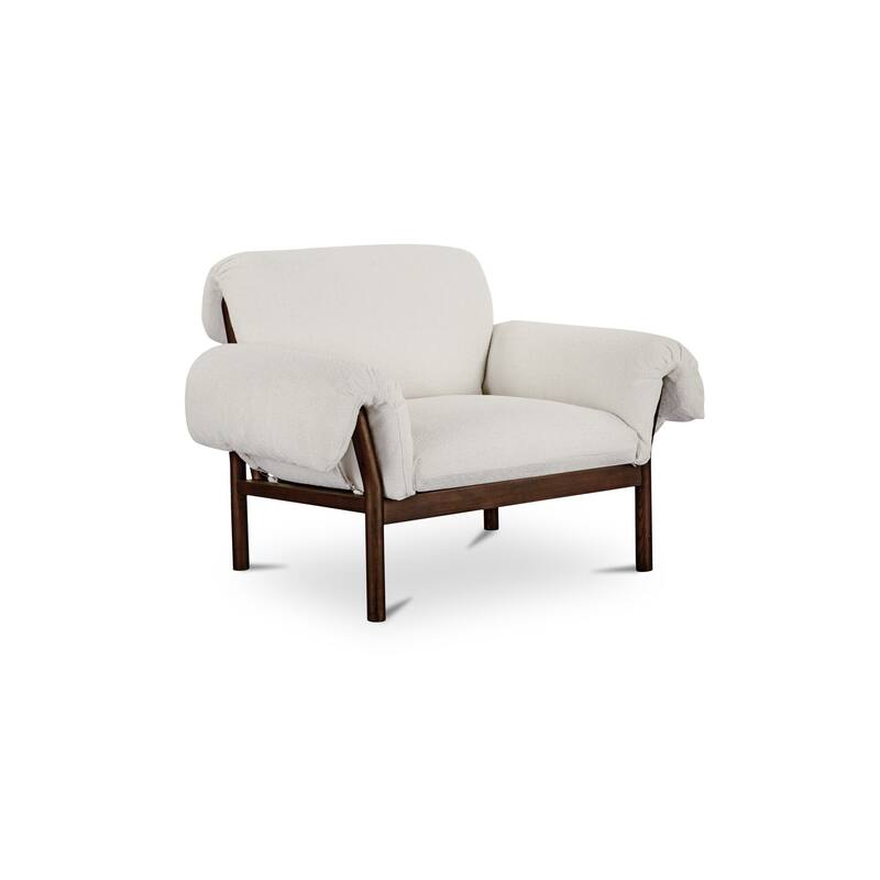 NADAAL STUDIOS Halden Lounge Chair, Spindle-Back Solid Ash Frame with Fold-Over Cushions, Ivory