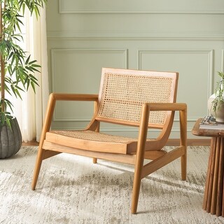SAFAVIEH Ender Rattan Solid Wood Accent Chair (Fully Assembled) - 30"W x 29"D x 28"H