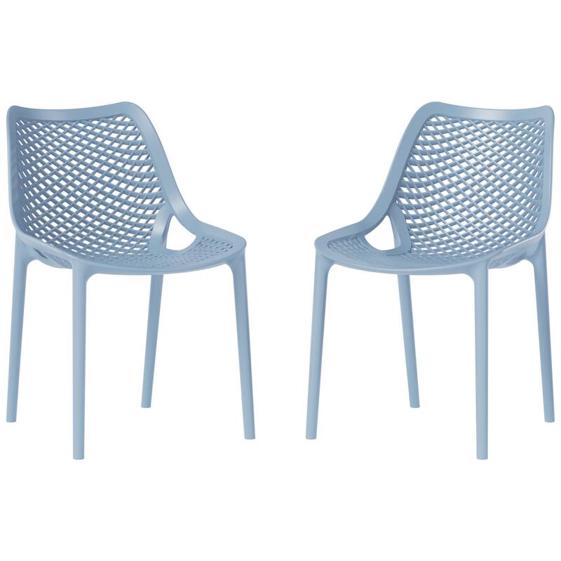 Frond and Form Outdoor Stacking Dining Side Chair (Set of 2) - French Blue