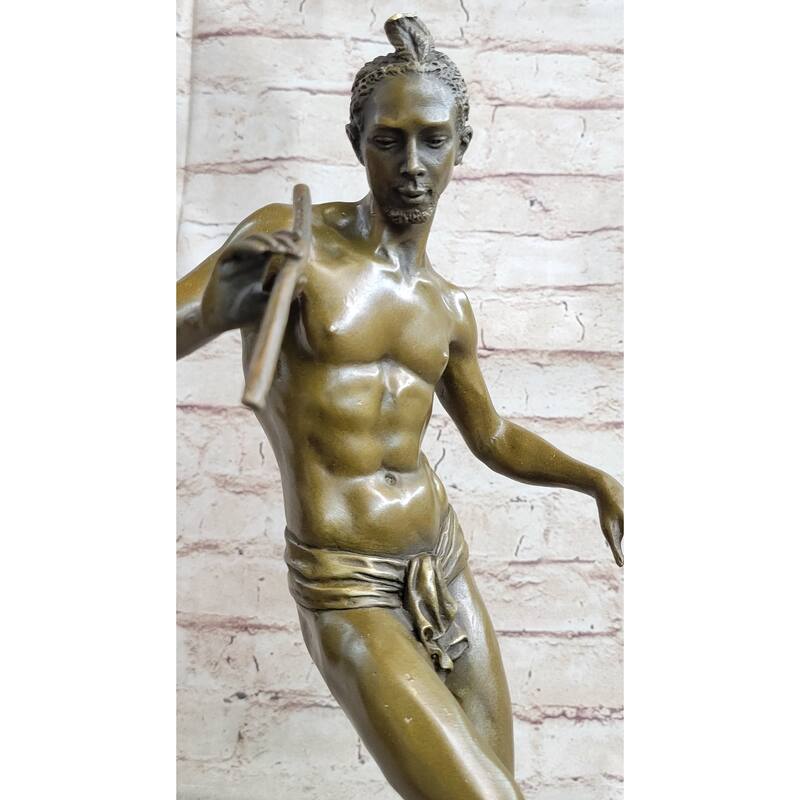 Signed Imitative Snake Charmer By Bourgeois Bronze Sculpture Marble Base Figurine Figure