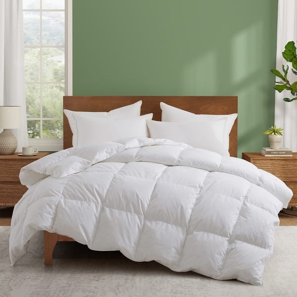 All Season Premium Goose Feather Duvet Insert with 100% Cotton Cover - California King - White