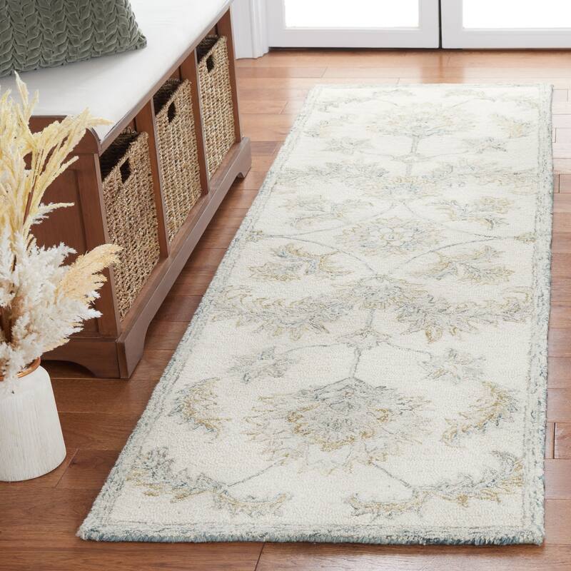 Martha Stewart by SAFAVIEH Handmade Liubomila Wool Rug - 2'3" x 8' Runner - Ivory/Sage