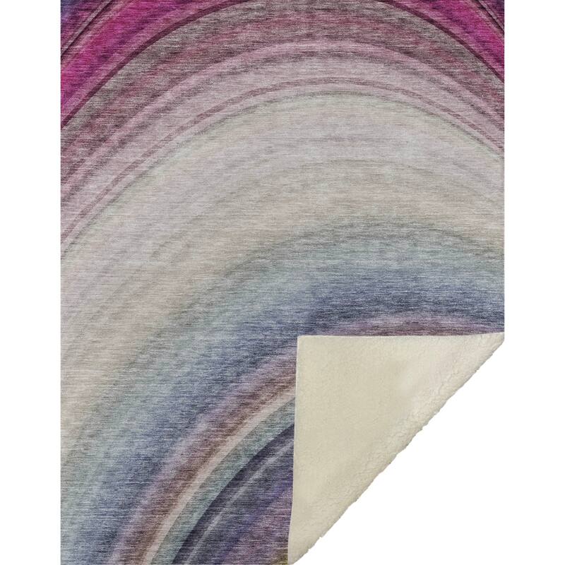 Premium Machine Washable Contemporary Wave Sherpa Throw Blanket