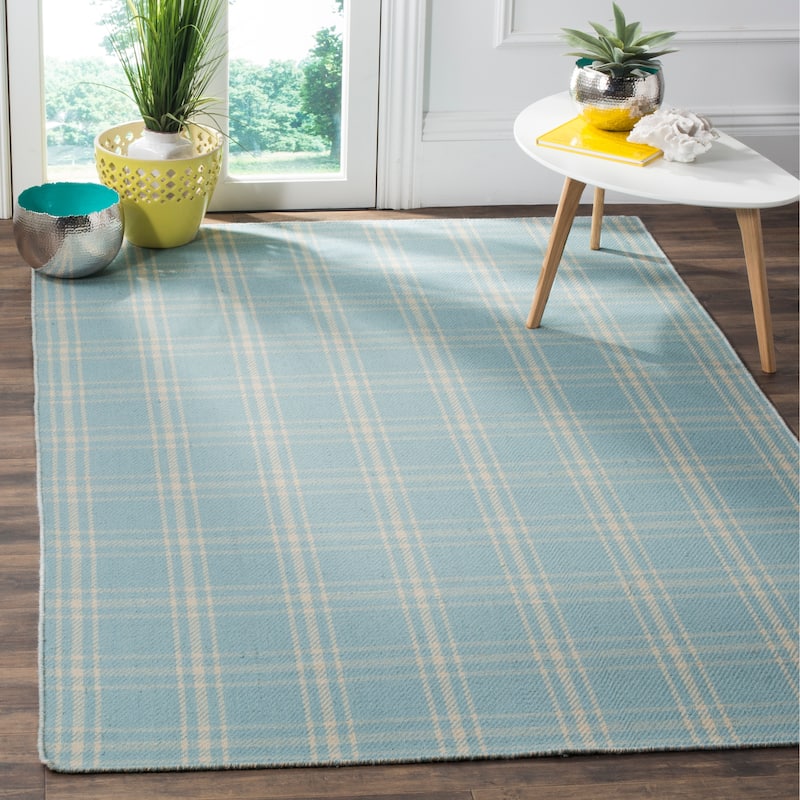 SAFAVIEH Handmade Flatweave Kilim Hannedore Wool Rug - 8' x 10' - Light Blue/Yellow