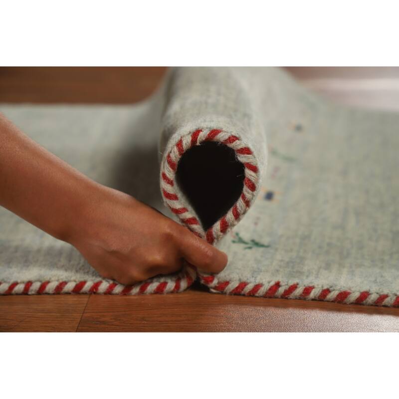 Hand Knotted Oriental 100% Wool Carpet Tribal Animal Pictorial Green Gabbeh Area Rug - 4' 11'' X 3' 0''