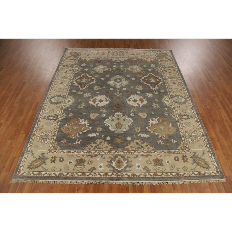 Gray Oushak Indian Area Rug Handmade Wool Carpet - 8'3" x 10'0"