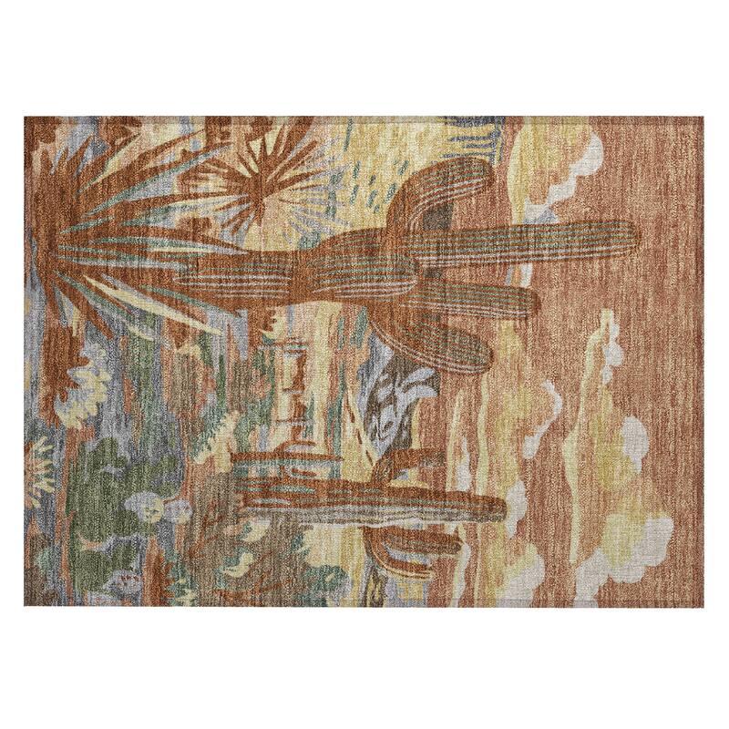 Machine Washable Indoor/ Outdoor Southwestern Mesa Chantille Rug