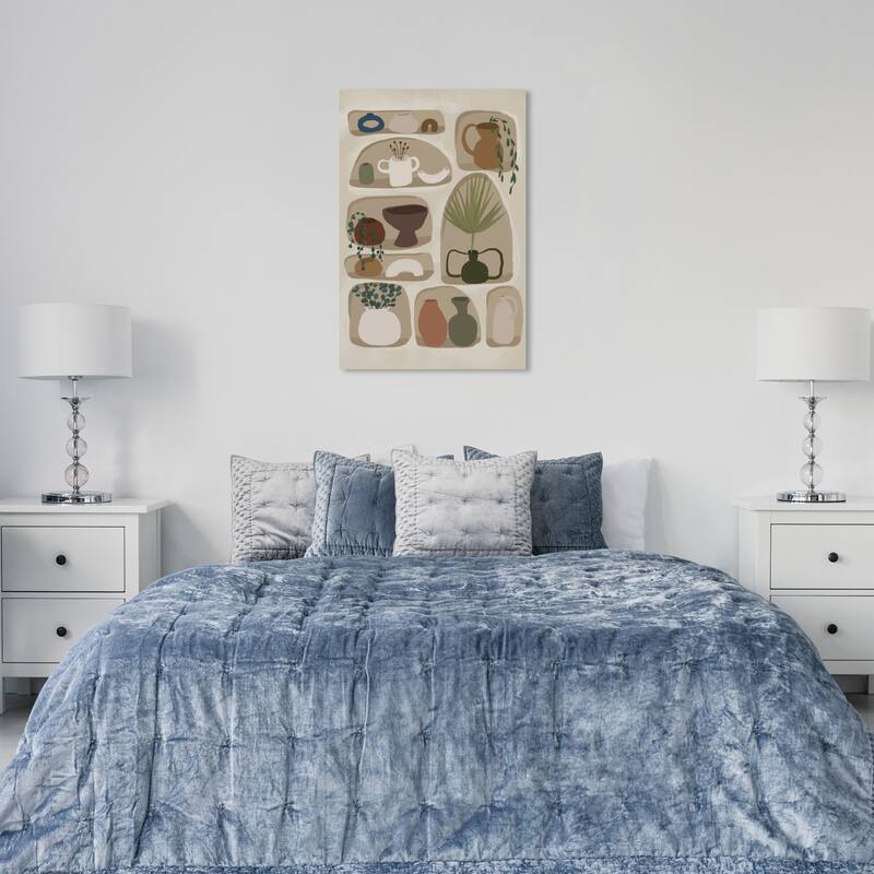 Wynwood Studio Canvas Floral and Botanical Pottery Clay Showcase Brown and Modern & Contemporary Wall Art Canvas Print - 36 x 24
