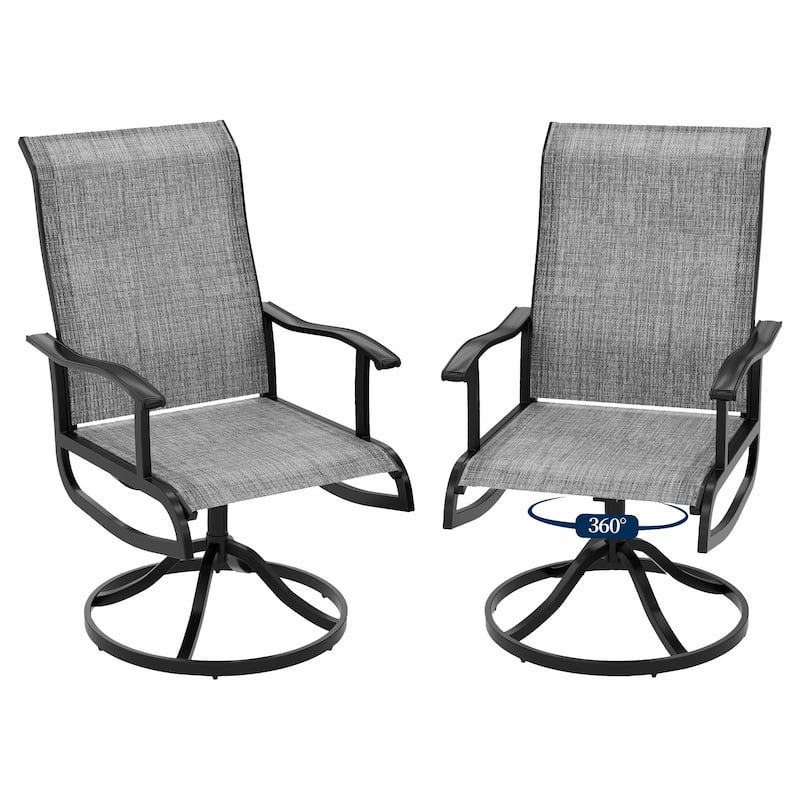Outdoor Swivel Patio Dining Chairs Set of 2/4/6/8, All Weather Patio Textilene Chair High Back Outdoor Swivel Rocker Set