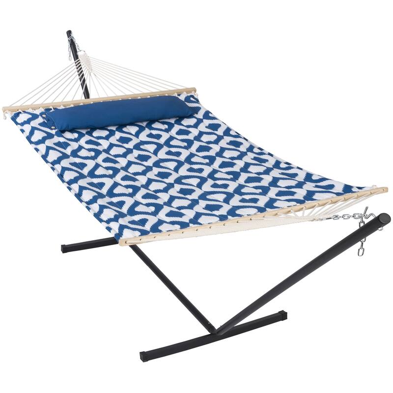 Outdoor Portable Double Hammock with Stand&Pillow Max 475 lbs Capacity