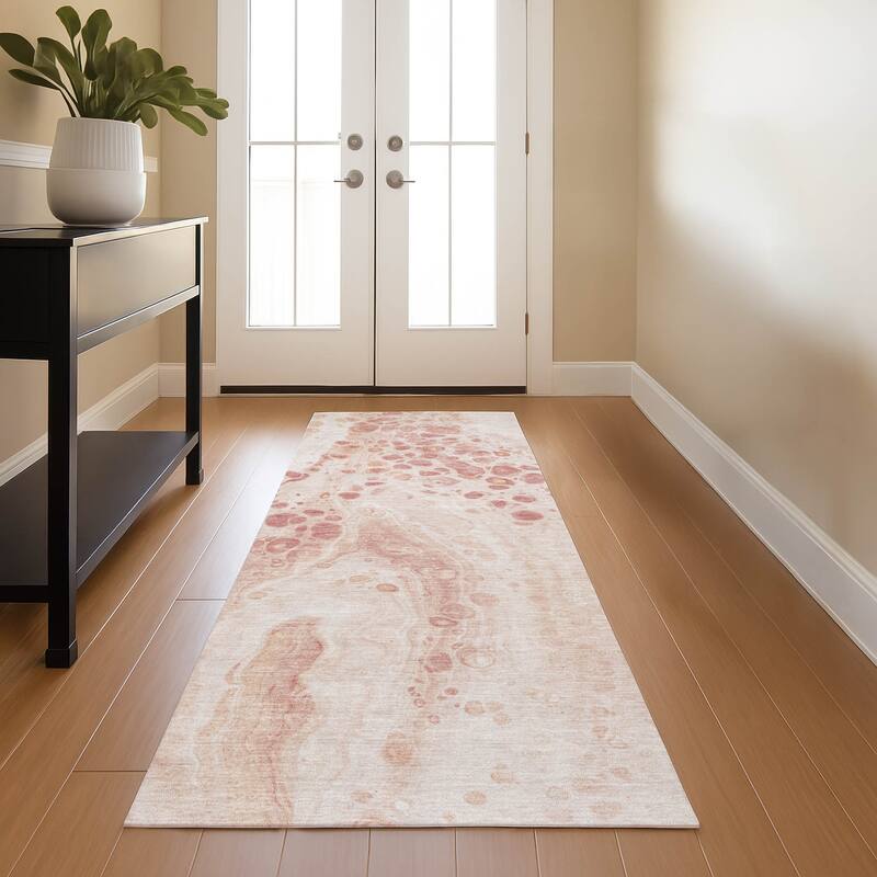 Premium Washable Super Soft Abstract Chic Mayfield Rug - Salmon - 2'3" x 7'6"
