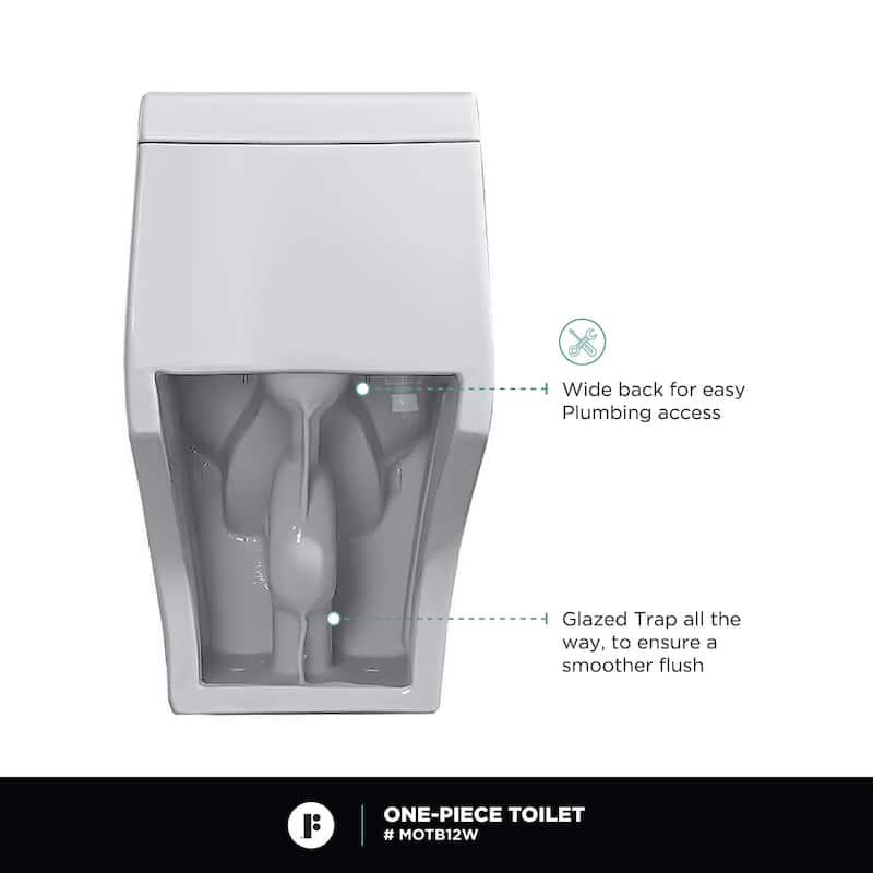 Fine Fixtures Modern Dual Flush Elongated One-Piece Toilet (Seat Included)