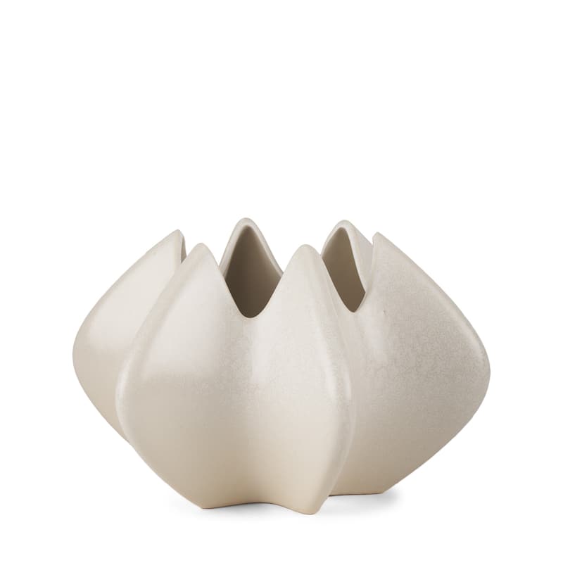 9" Cream Sculptural Ceramic Table Vase - 13.98